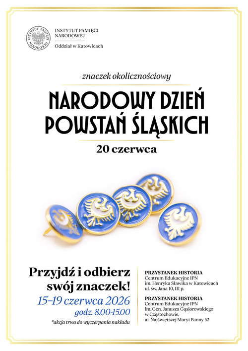 Plakat promującę akcję dystrybucji znaczka z okazji Narodowego Dnia Powstań Śląskich
