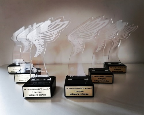 IV Festiwal Piosenki "O Wolności", statuetki nagrodowe fot. A. Korol-Chudy