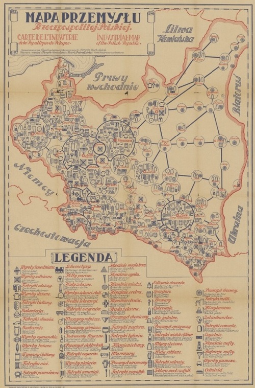 Mapa przemysłu Rzeczpospolitej Polskiej, Lwów l. 20-te/30-te XX w. Zbiory Biblioteki Narodowej