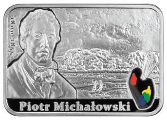 Awers monety upamiętniającej Piotra Michałowskiego