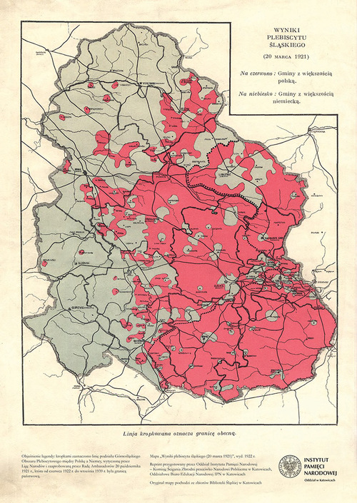 Reprint mapy „Wyniki plebiscytu śląskiego (20 marca 1921)”