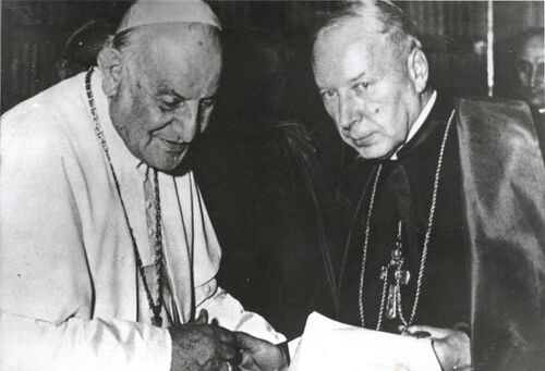 Kard. Stefan Wyszyński z papieżem Janem XXIII, Watykan 1958 [?] /AIPN  w Warszawie