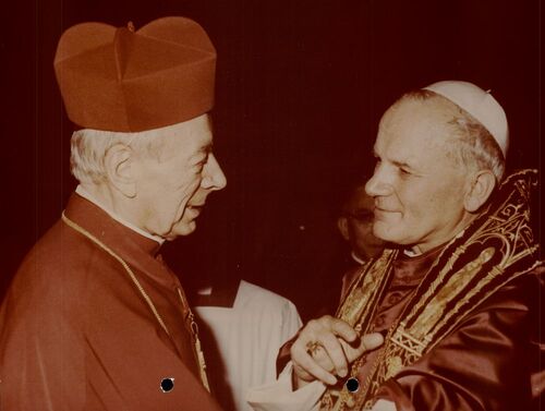 Kard. Stefan Wyszyński z papieżem Janem Pawłem II, Watykan 1978 /AIPN  w Warszawie
