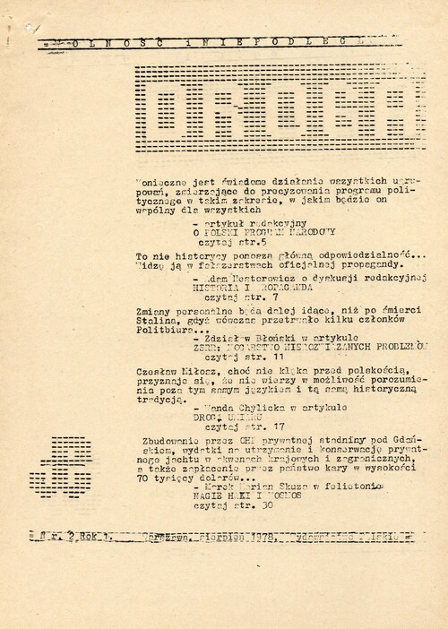 Pierwsza strona pisma "Droga", 1978 r. Ze zbiorów Artura Kasprzykowskiego.